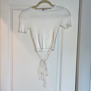Princess Polly Cream Knit Tie-Back Crop Top